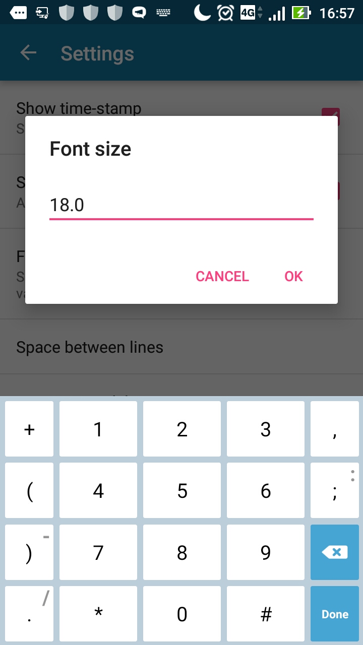 Font size change