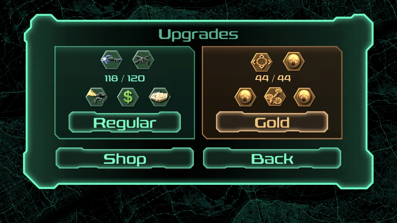Normal and Gold upgrades.