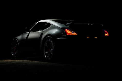 One sleek, black Nissan.