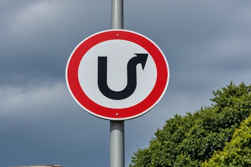 Abrupt reversal in direction.