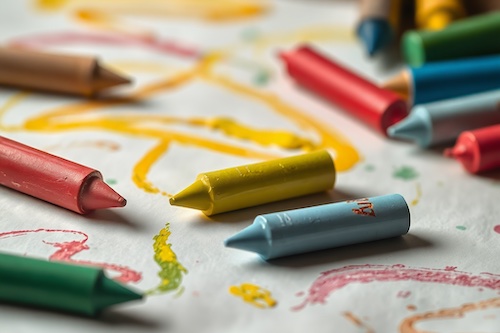 Like a kid with crayons.