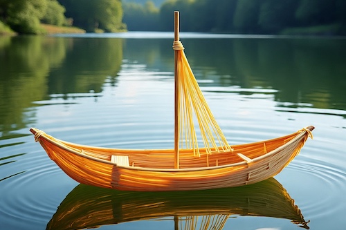 A sailboat made from spaghetti.