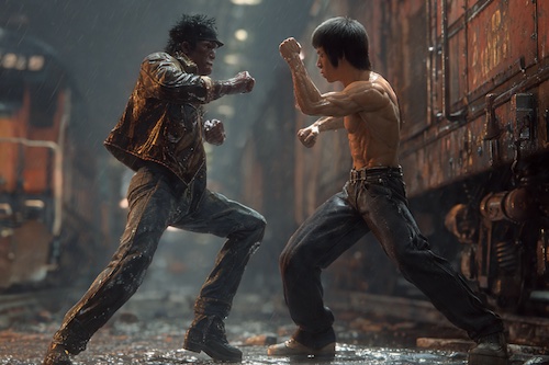 AI generation of Michael Jackson vs Bruce Lee