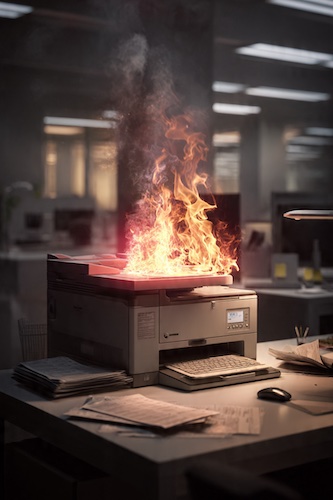 Printer is on fire.