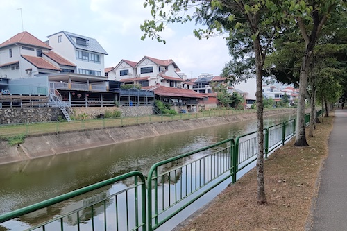 Houses opposite the river.