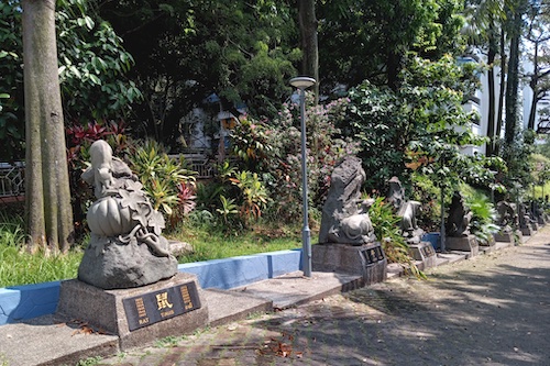 Zodiac statues.